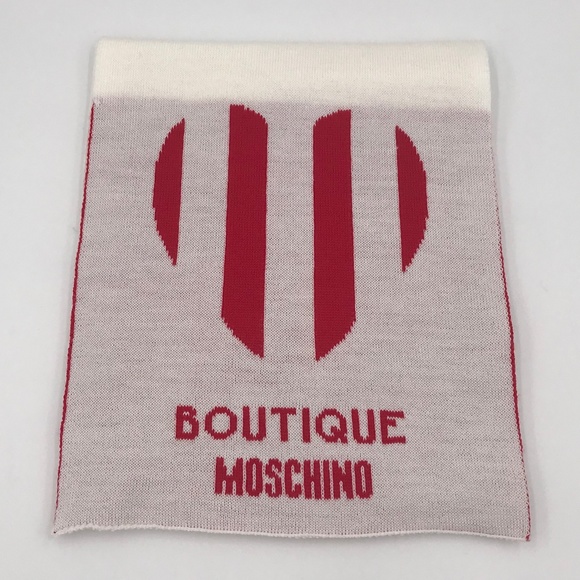 Auth Moschino white mixed wool scarf + tag - Picture 2 of 7